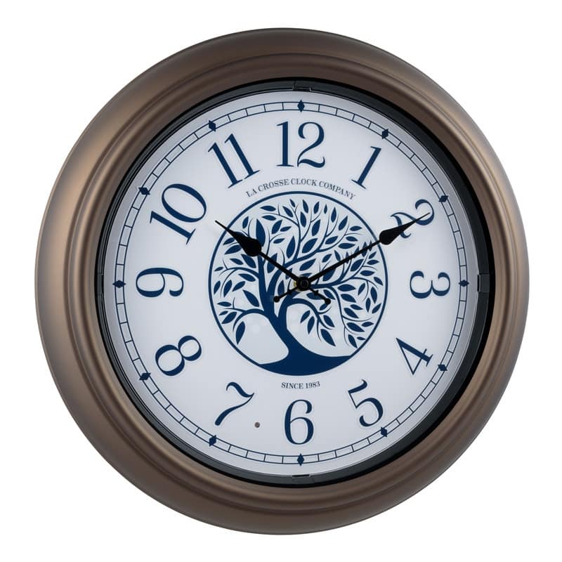 La Crosse Clock 18 In. Outdoor Bronze Lighted Dial Wall Clock