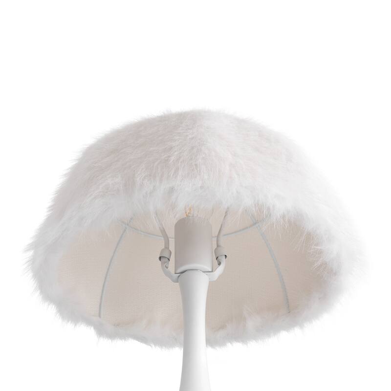 Acroma Teardrop Base Spherical Table Lamp with Feather Accents