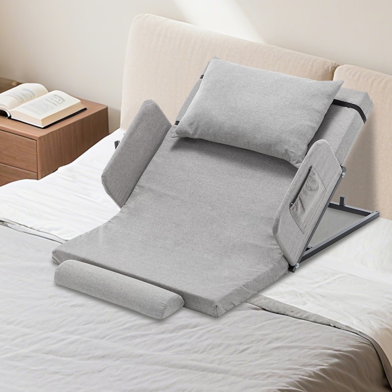 Electric Adjustable Bed Backrest with Safety Rails - 300 lbs Capacity, 68° Lift Range for Elderly & Patient Care
