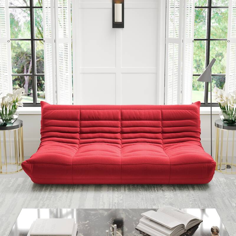 69 Inch Armless Teddy Fabric Soft Sofa Modern Couch