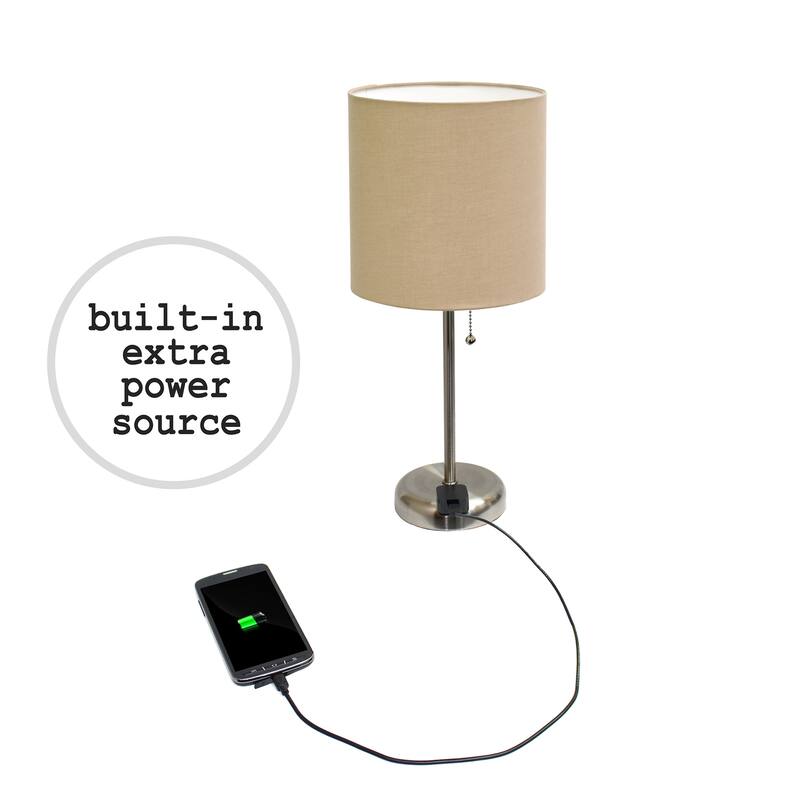 Simple Designs 19.5" 2 Pack Table Desk Lamp Set with Charging Outlet - 19.50