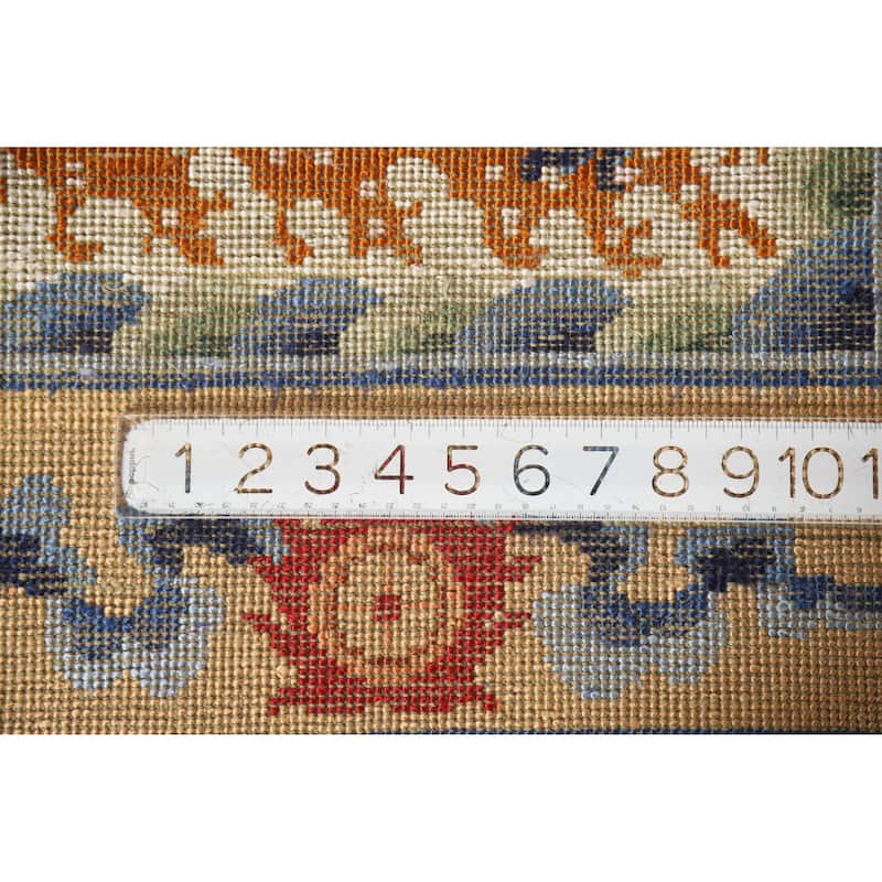 Hand Knotted Oriental Silk Carpet Traditional Medallion Oranges & Rust Art Deco Area Rug - 6' 2'' X 4' 0''