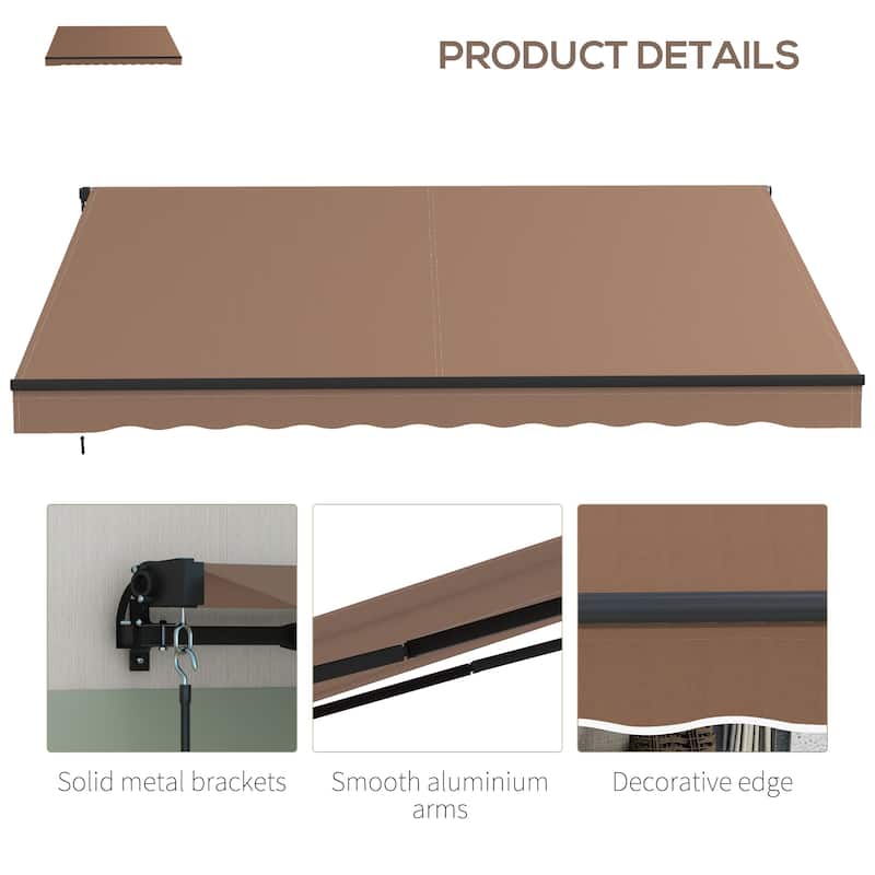 Outsunny 12' x 10' Retractable Awning, Patio Awning Sunshade Shelter with Manual Crank Handle, 280gsm UV Resistant Fabric