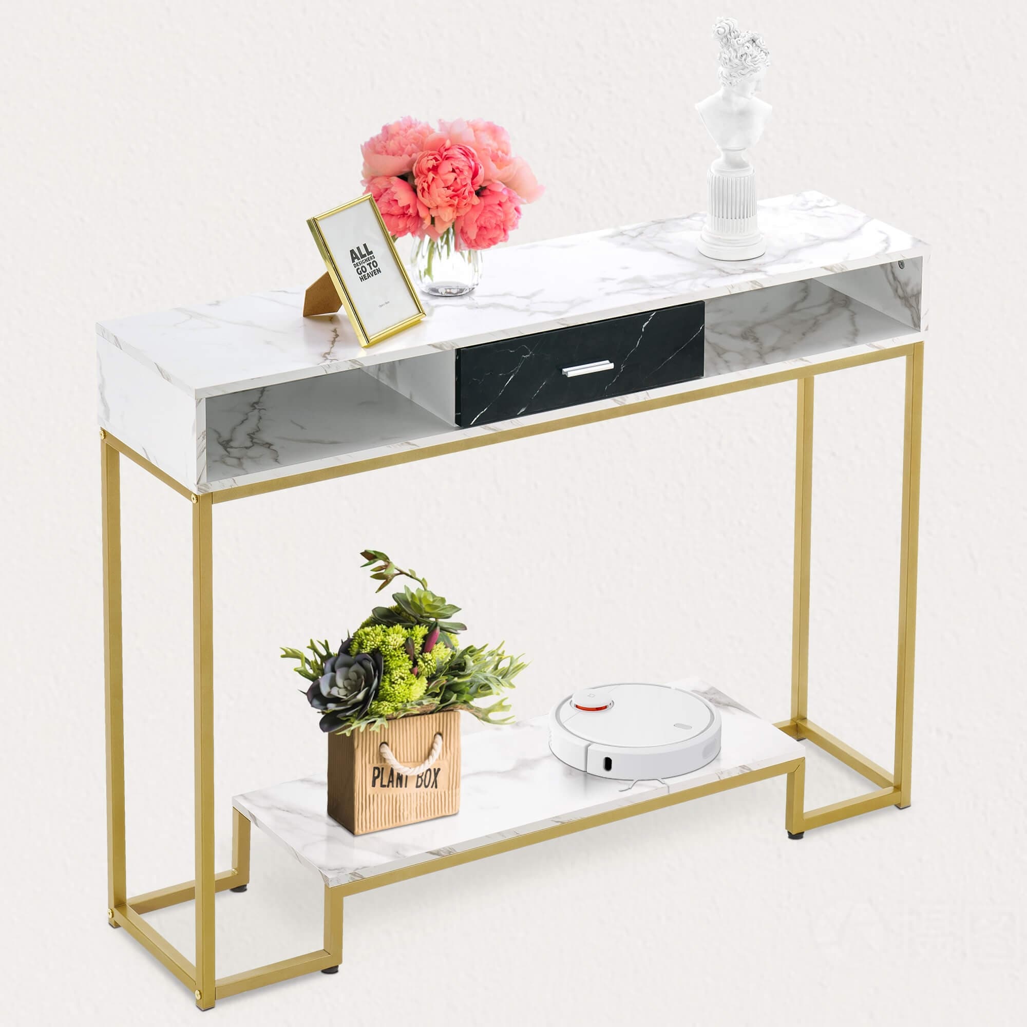 Ivinta Console Table Entryway Table with Shoe Storage Narrow Long Sofa Table