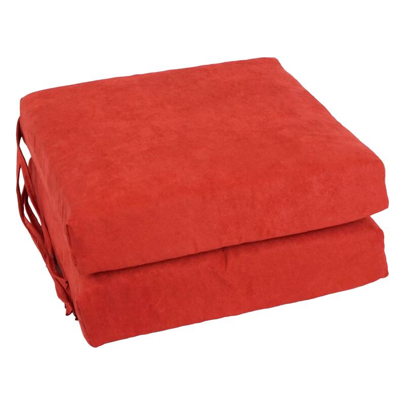 16-inch Square Indoor Microsuede Chair Cushions (Set of 2 or 4) - 16 x 16 - Set of 2 - Cardinal Red