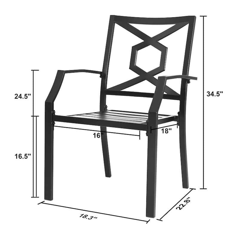 Outdoor Iron Chair Set of 2, Powder-coated Finish, Black