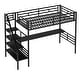 preview thumbnail 5 of 7, Black Metal Loft Bed Frame with Desk - Modern, Space-Saving, and Sturdy Design