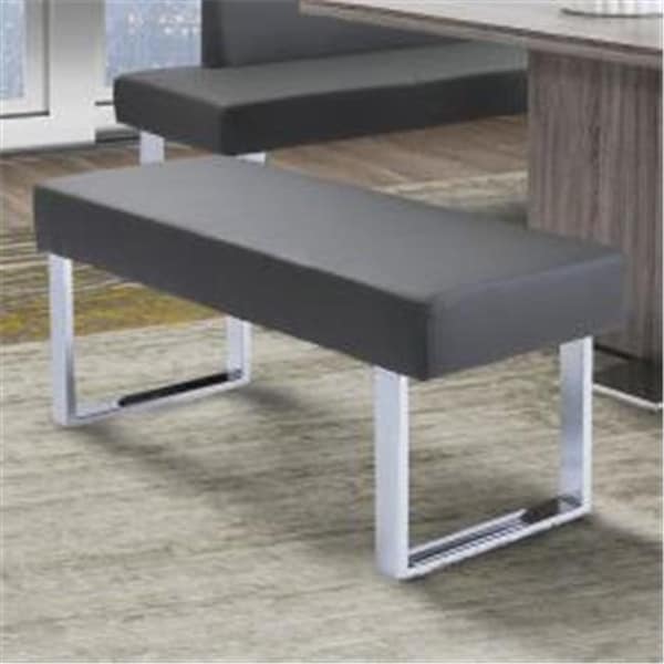 Amanda Contemporary Dining Bench In Gray Faux Leather Chrome Free Amanda Contemporary Dining Bench In Gray Faux Leather Chrome