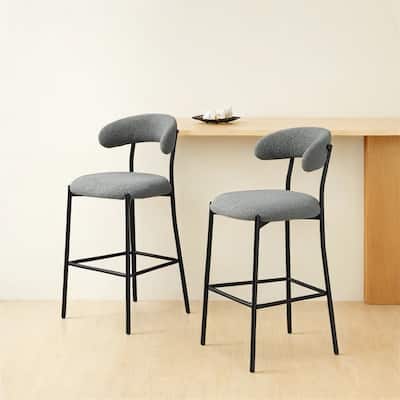 26'' Counter Height Bar Stools Teddy Fabric Cover Kitchen Bar Stool