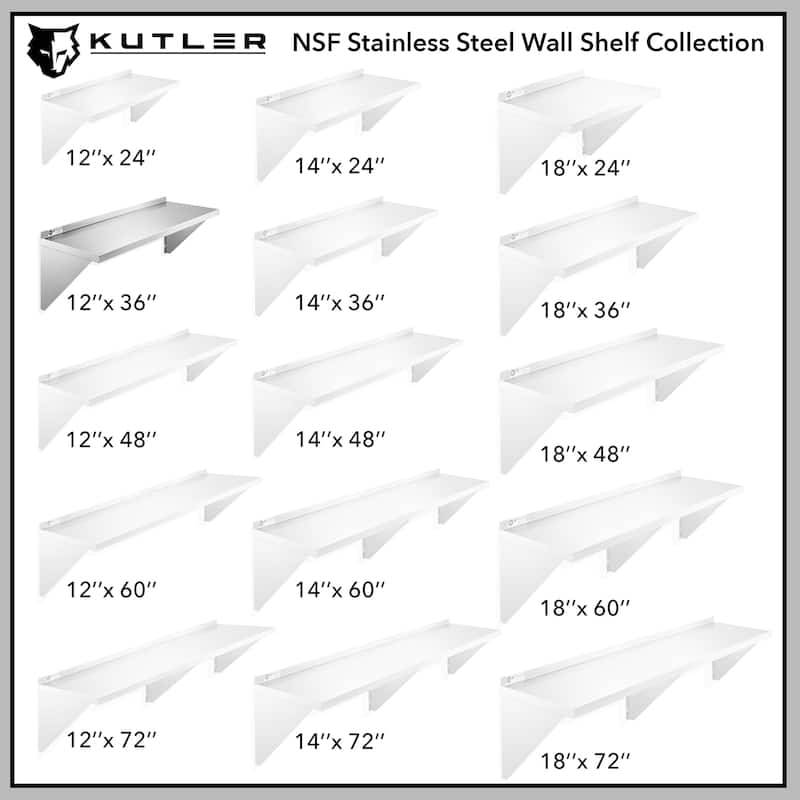 Stainless Steel Shelf NSF Commercial Kitchen Wall Shelving