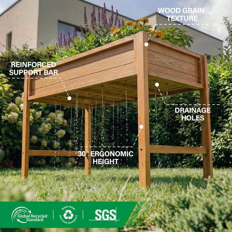 WINSOON All Weather HIPS Raised Garden Bed with Drainage Holes