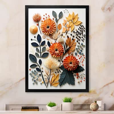 Designart "Colorful Mid Century Botanicals II" Mid-century Framed Canvas Art Print