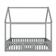 preview thumbnail 4 of 6, Full Size Wood House Bed with Fence and Door
