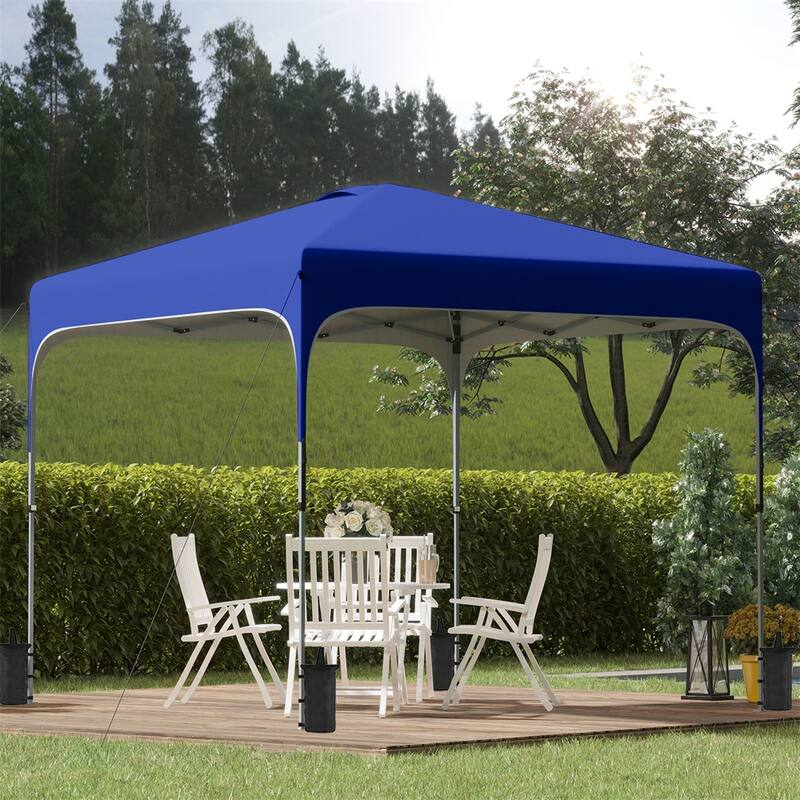 Outdoor Foldable Adjustable Height Gazebo Canopy Tent with Steel Frame and Sandbags Included Carry Bag