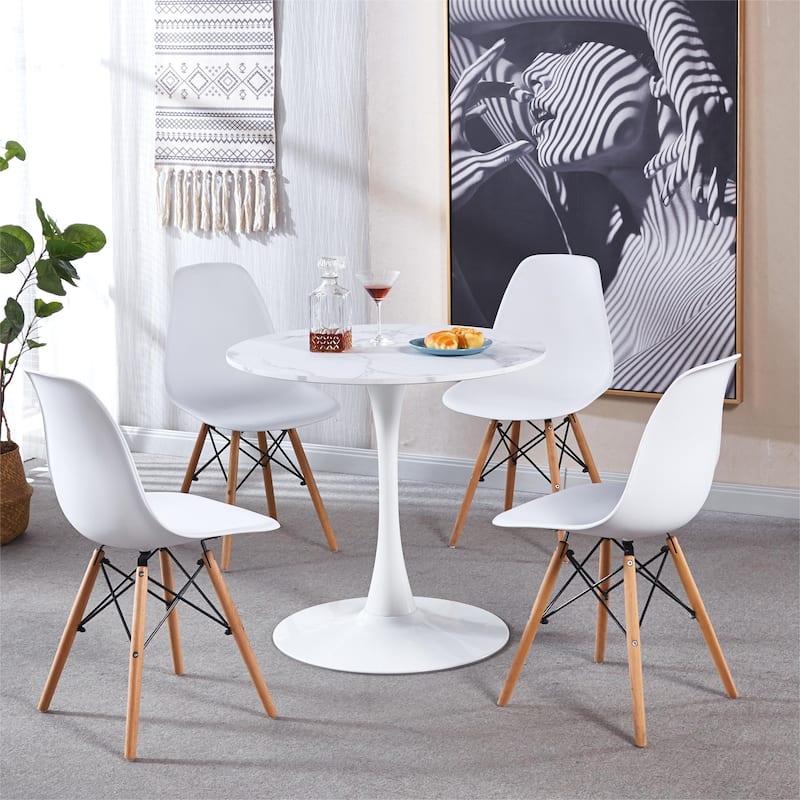 31.5" Mid-century Round Dining Table for 2-4 people,with MDF Top and Metal Base