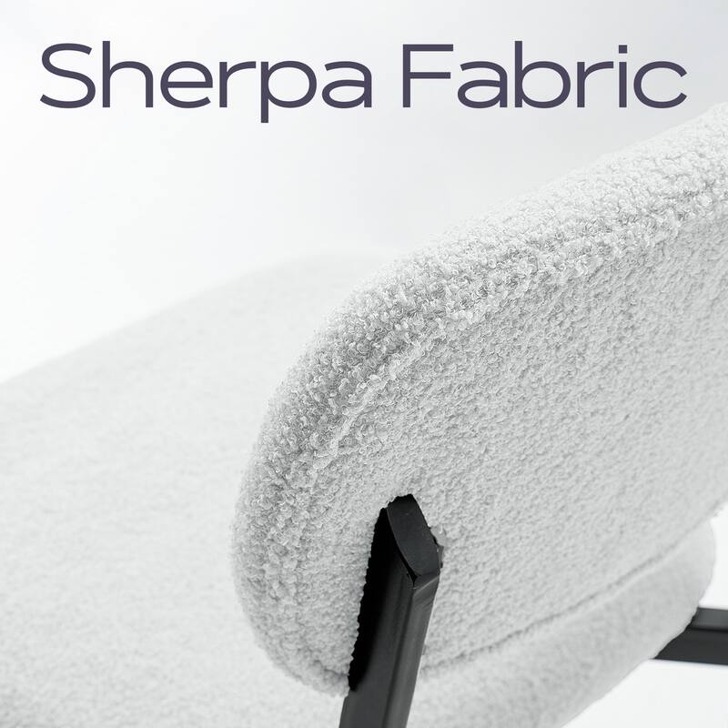 Upholstered Dining Chairs with Metal Legs, Sherpa Fabric Dining Chair Set with Backrest for Dining Room, Living Room Side Chair