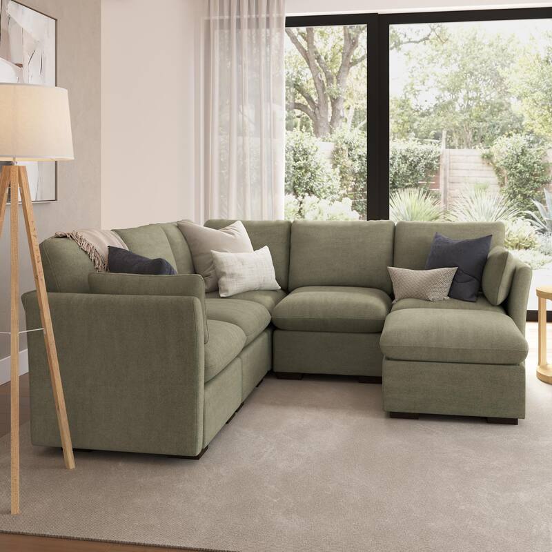 Bush Home Sienna Modular 4-Seater Sectional with Storage Ottoman