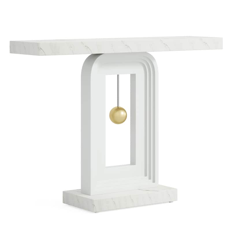 40" Modern Contemporary Console Table with Geometric Base - White