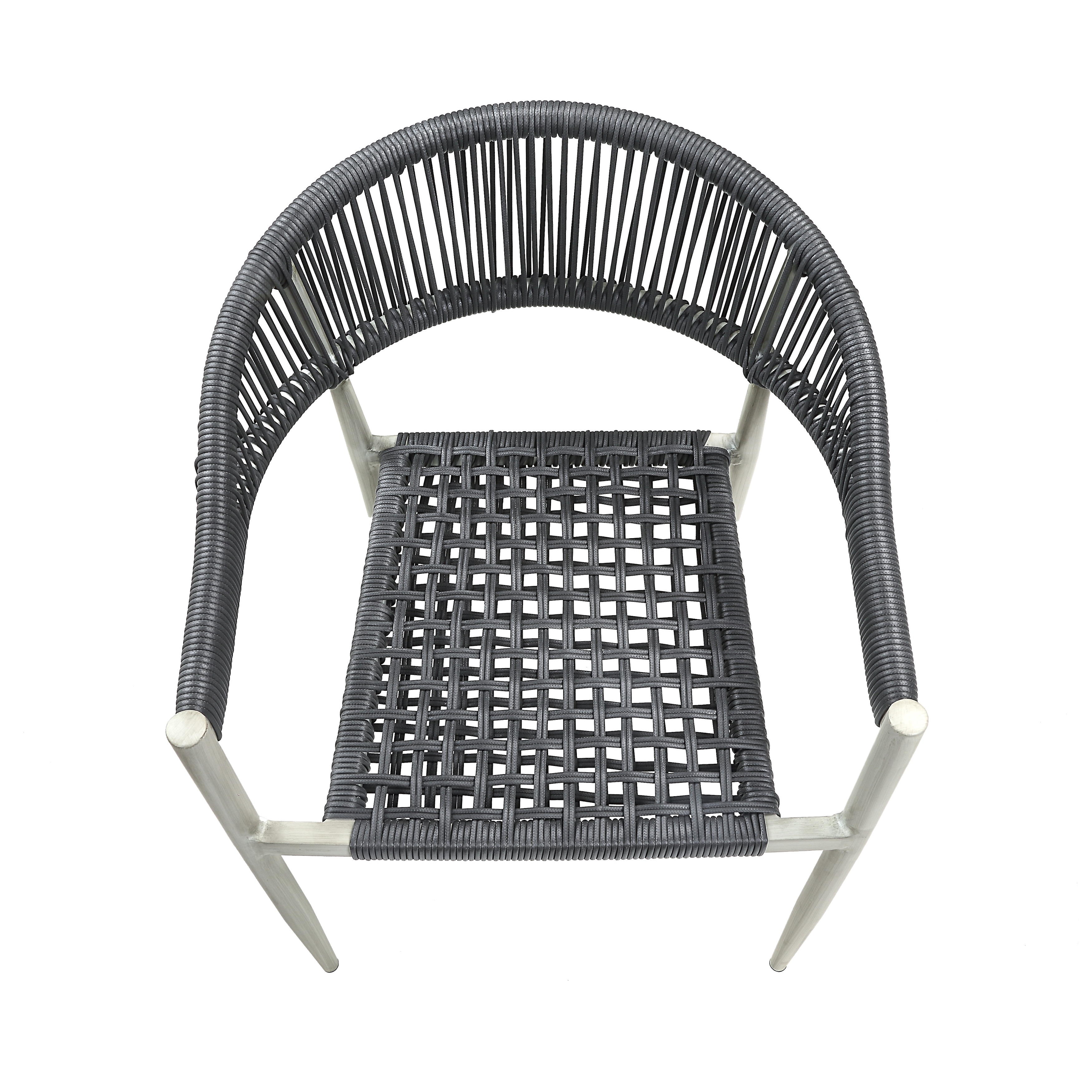 Holcomb Modern Wicker Rope Curved Patio Dining Arm Chair by - Picture 10 of 30