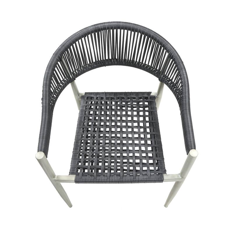 Holcomb Modern Wicker Rope Curved Patio Dining Arm Chair by Furniture of America