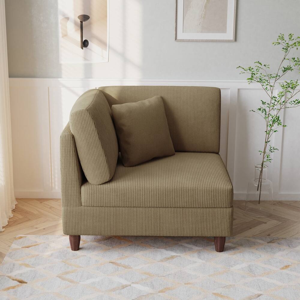 Corduroy Accent Chair with Ottoman Modular Couch Sectional Sofa