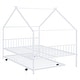 preview thumbnail 21 of 43, Metal Adorable House Full Size House Bed with Twin Size Trundle Bed,Kids and Baby