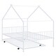 preview thumbnail 6 of 12, Metal Adorable House Full Size House Bed with Twin Size Trundle Bed