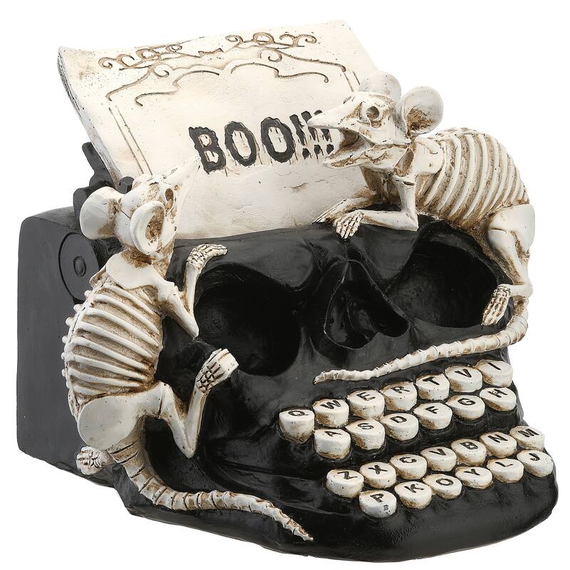National Tree Company Halloween Skull Shaped Typewriter Decoration, 8 Inches