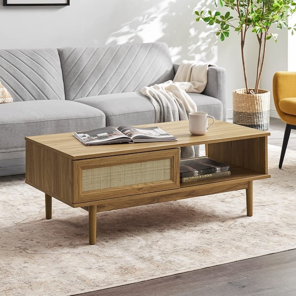 slide 2 of 16, Mopio Haylee Modern Farmhouse Boho Coffee Table Oak