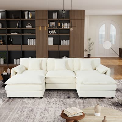 Modern Modular 3 Seat Sofa with Deep Dual Layer Cushions and Storage Pockets for Living Room and Guest Room