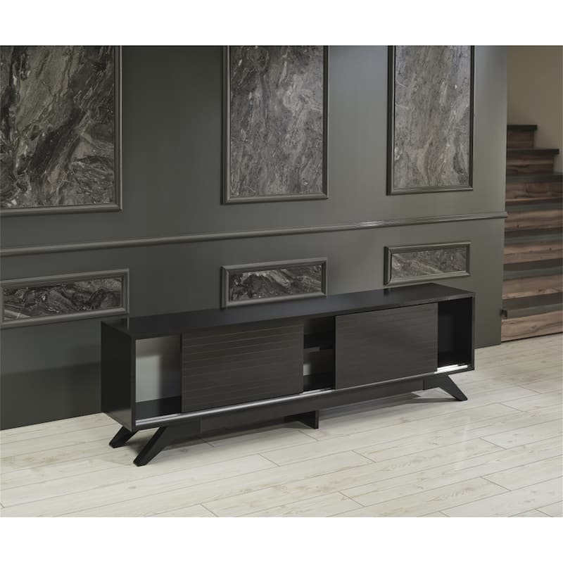 TV Stand Wooden TV Cabinet Media Entertainment with 2 Closet Spaces