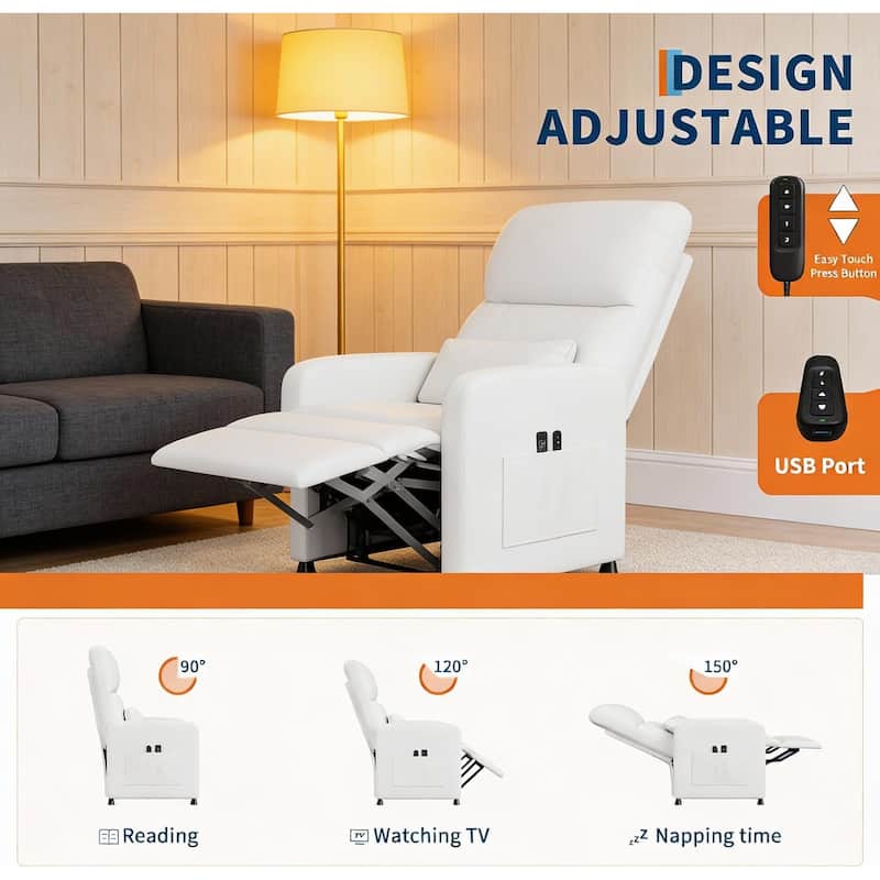 Power Recliner Chair, with Overstuffed Seat