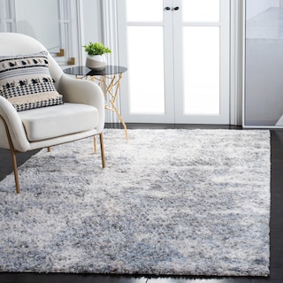 SAFAVIEH Berber Shag Yasumi Abstract 1.25-inch Thick Rug - Ivory/Grey - 8' x 10'