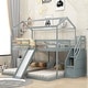 preview thumbnail 1 of 25, Solid Pine Wood and MDF Full over Twin & Twin Bunk Bed,Built-in Drawer and Shelf,with Slide and Storage Staircase Grey