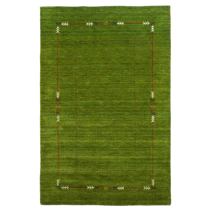 ECARPETGALLERY Hand Loomed Kashkuli Gabbeh Green Wool Rug - 5'0 x 7'10