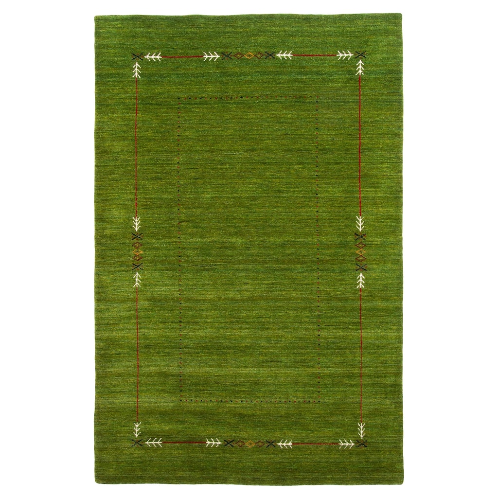 ECARPETGALLERY Hand Loomed Kashkuli Gabbeh Green Wool Rug - 5'0 x 7'10