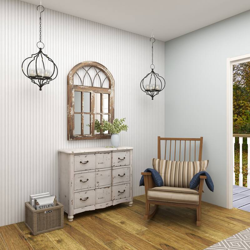 Elegant Decorative Metal Hanging Candelabra - Black or White