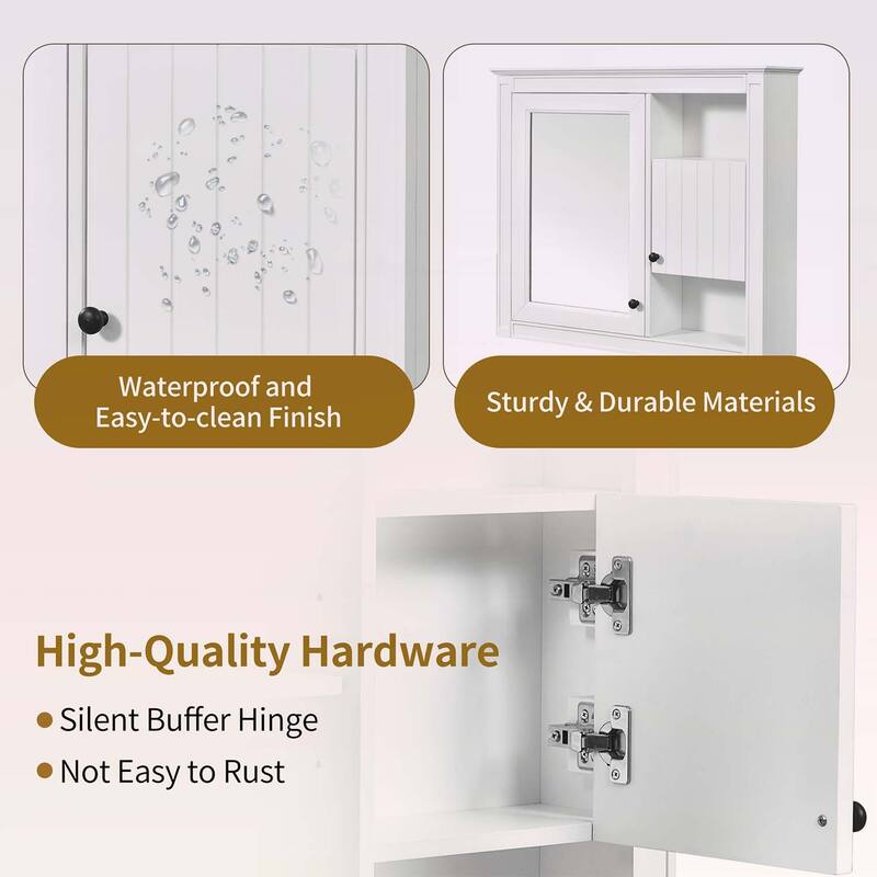 32'' Bathroom Wall Cabinet with Mirror,Medicine Cabinet with 3 Shelves,Over Toilet Storage