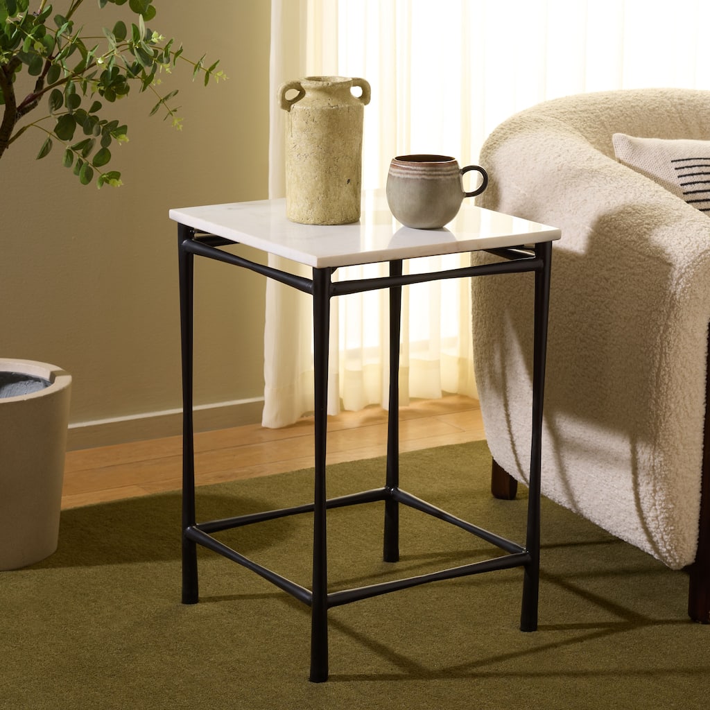 SAFAVIEH Nadezhda Marble Top Accent Table with Square Top - 16"W x 16"D x 24"H