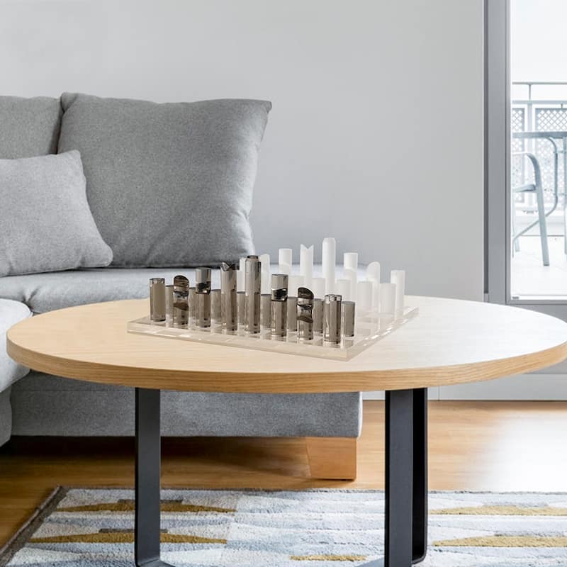 OnDisplay 3D Luxe Acrylic Smoke & Frost Luxury Laser-Cut Chess Set