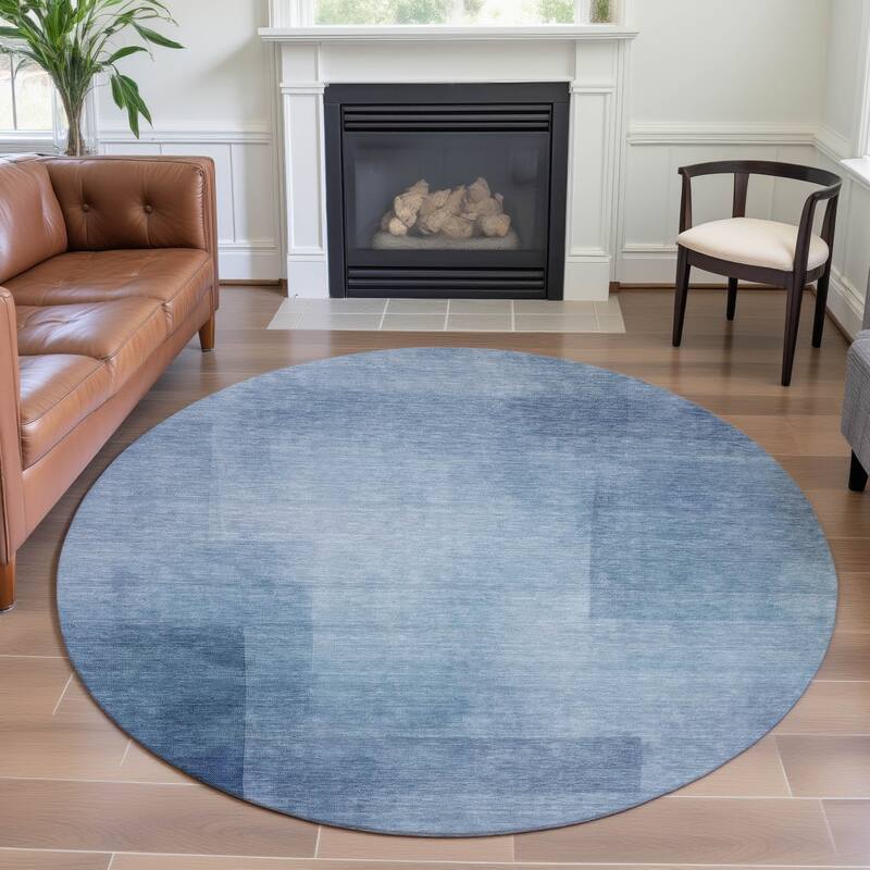 Premium Washable Super Soft Abstract Solid Mayfield Rug - Blue - 8' x 8'