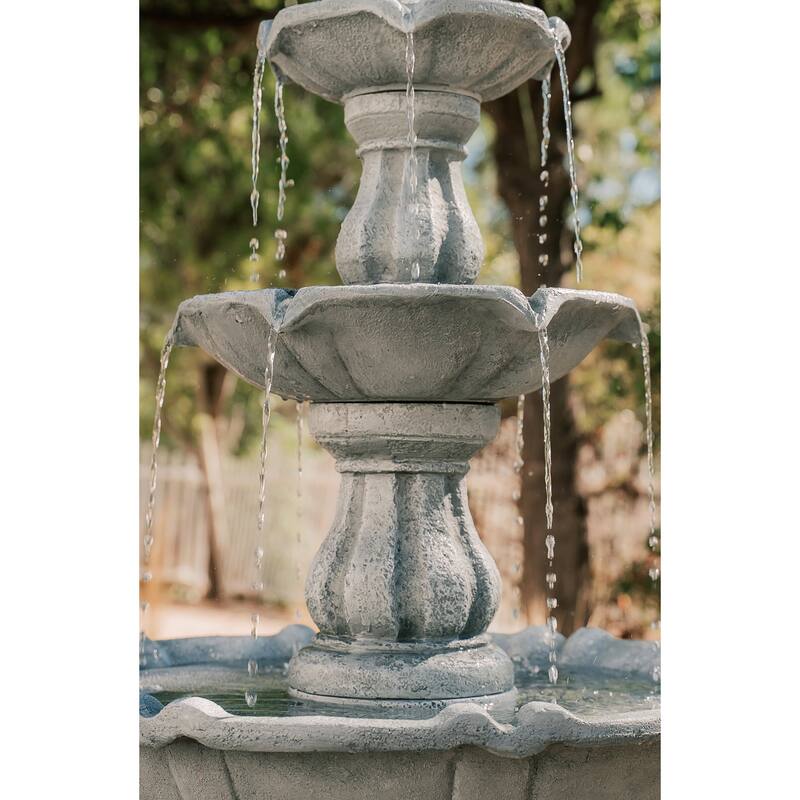 XBrand 51"H Fiber Resin Grey 3-Tier Freestanding Waterfall Fountain