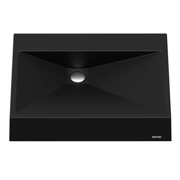 slide 2 of 10, Karran Envy Quartz 24.5 inch Bathroom Vessel Sink Black