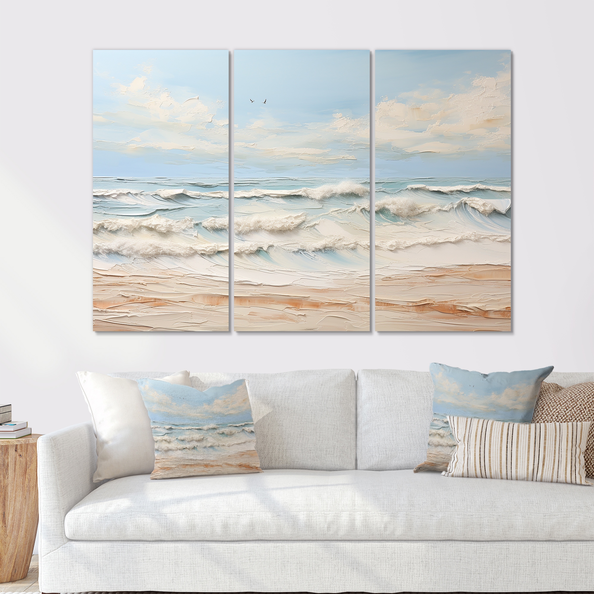 Beige and blue wall art new arrivals