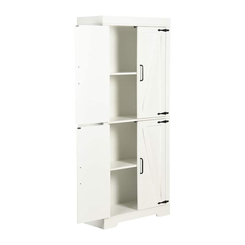 Homy Casa White Tall Storage Cabinet Double Doors, Modern Pantry