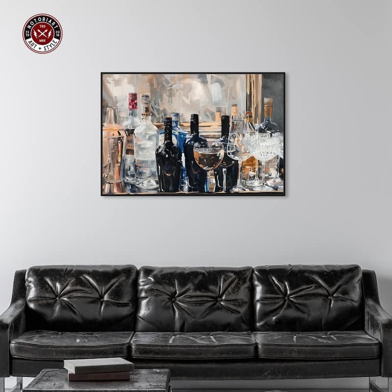 Notoriart Countertop Drinks Framed Bar Cart Art For Men