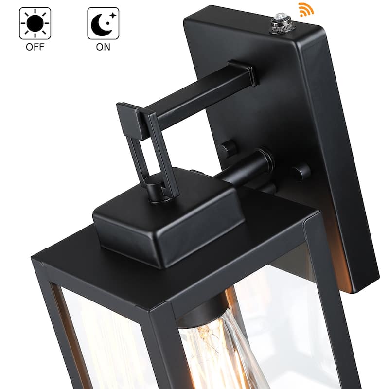 1-Light 13.70 inch Matte Black Outdoor Wall Lantern with Clear Glass Shade (dusk to dawn could be chosen)