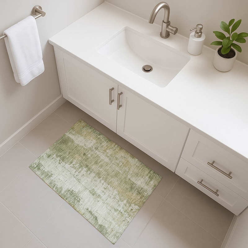 Premium Washable Super Soft Abstract Modern Mayfield Rug - Sage - 1'8" x 2'6"