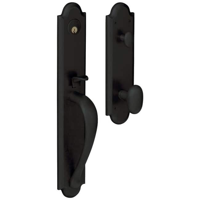 Baldwin Boulder Full Escutcheon Single Cylinder Handleset with Oval - Satin Black