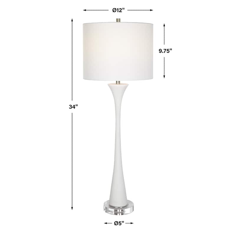 Handcrafted Marble Buffet Lamp with Drum Shade - 34"
